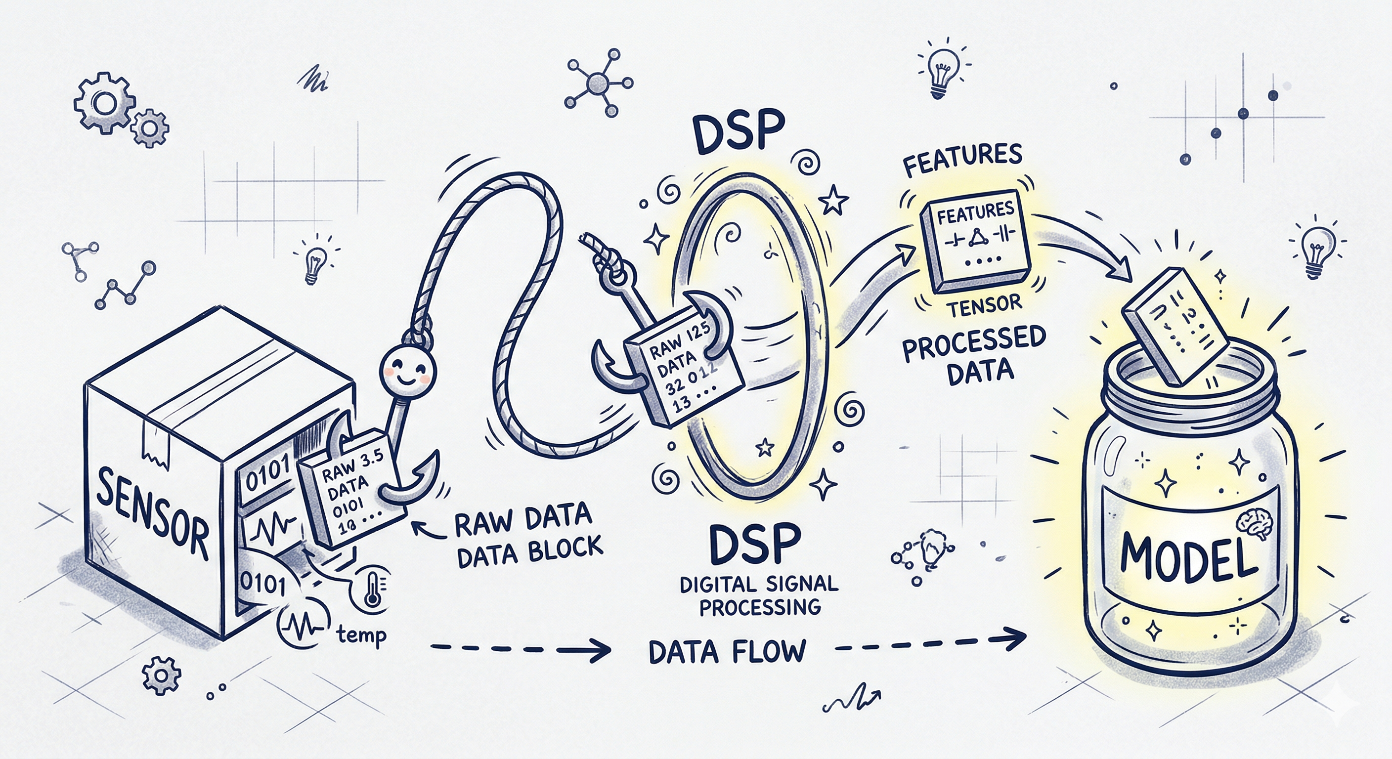 Pipeline Sensore → DSP → modello